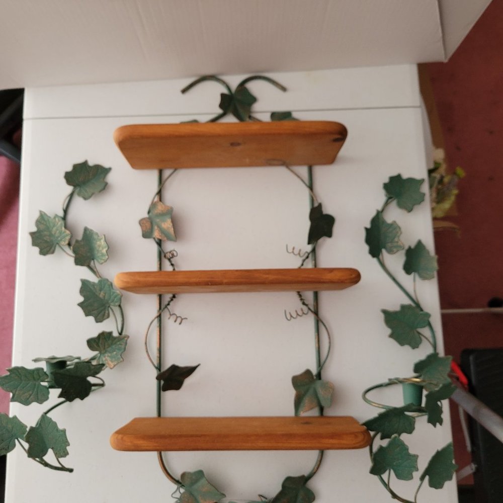 Home Interiors Wall Shelf with matching Sconces